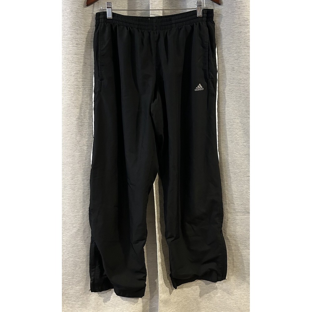 VTG 2008 Adidas Track Pants M Black Pants White‎ Stripes Y2K